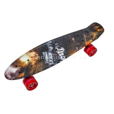 Пенни борд со светящимися колесами Битва PU Penny Board Черный с красными колесами