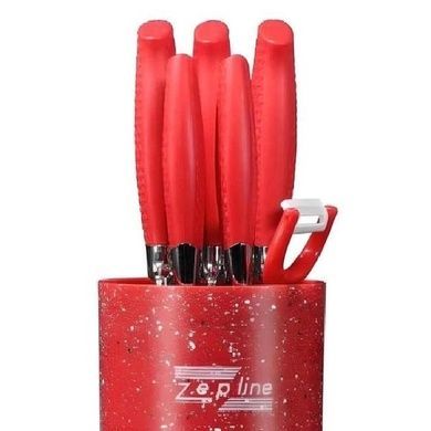 Набор ножей на подставке 6 предметов Zepline ZP-046 Красный