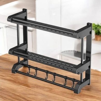 Полка настенная для ванной комнаты металлическая 40*38*15см SKLM-10 Черная