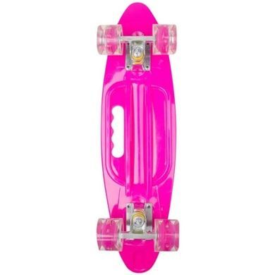 Скейт Пенниборд со светящимися колесами и ручкой Единорог Penny Board Aspink Розовый
