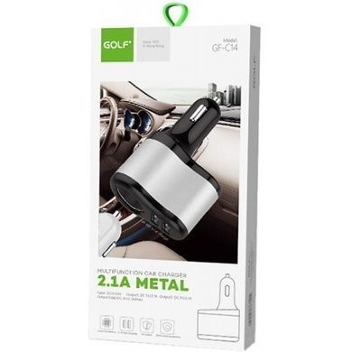 Автомобільний зарядний пристрій GOLF GF-C14 2 USB 2.1A Чорний з сірим