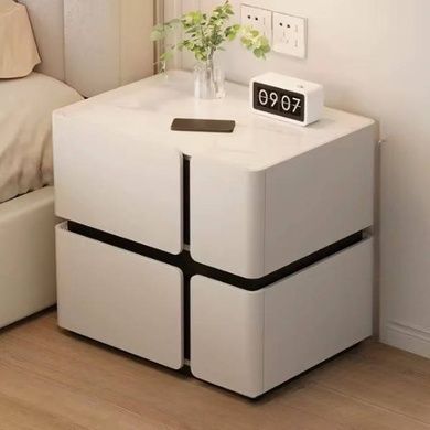 Тумбочка прикроватная с сенсорной подсветкой и покрытием из экокожи, USB, Bluetooth SZXF01 Белая