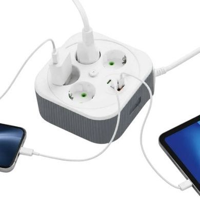 Сетевой фильтр удлинитель (4м LED, 4-220V, 2-USB, 1-PD Type-C) PNS-05 Белый