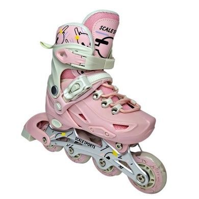 Ролики детские раздвижные с полным комплектом защиты р 34-38 Scale Sports Pink LF 605 Розовые