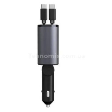 Зарядний пристрій прикурювач Car Usb 120W (Вольтметр, Type-C + Lightning) Сірий