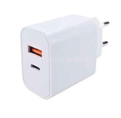 Адаптер Fast Charge USB+type C Білий