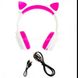 Беспроводные Bluetooth наушники с кошачьими ушками LED ZW-028C Розово белые