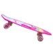 Скейт Пенниборд со светящимися колесами и ручкой Единорог Penny Board Aspink Розовый