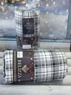 Простирадло на гумці (180х200см) з наволочками (50х70см) Belizza Classical grey Фланель Бавовна