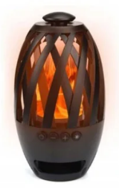 Беспроводная портативная Bluetooth колонка - ночник Sunroz Flame Atmosphere BTS-596 LED камин Черный