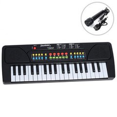 Дитячий синтезатор на 37 клавіш, мікрофон, запис, USB/батарейки, Чорний