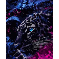 Картина по номерам Strateg ПРЕМИУМ Космический леопард с лаком размером 40х50 см (SY6759)