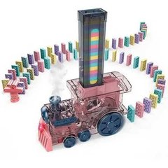 Поезд с автоматическим выкладываением домино Little train domino Розовый