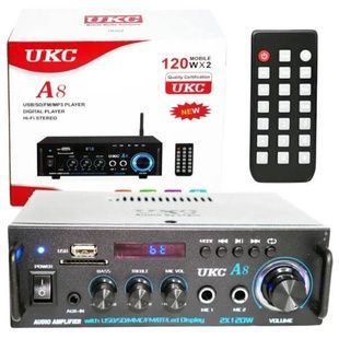 Підсилювач звуку з пультом керування UKC А8 USB/SD CARD/FM/AUX 2 ч Чорний