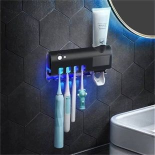 Диспенсер для зубної пасти та щіток автоматичний Toothbrush sterilizer Чорний