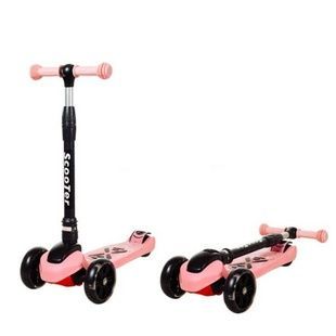 Самокат четырехколесный складной pu колеса 13см Smart Scooter Светло-розовый