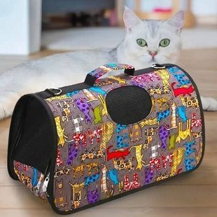 Сумка-перенесення для тварин White paws For Friends 42&times;25см Чорна з котами