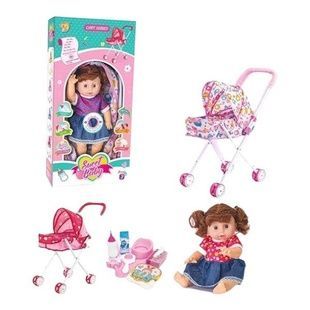 Игрушка Пупс с музыкальным чипом 31см с коляской + аксессуары Sweet Baby BL-013B