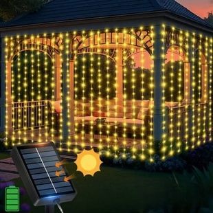 Гірлянда штора вулична 3*2м 180LED із сонячною панеллю LU997