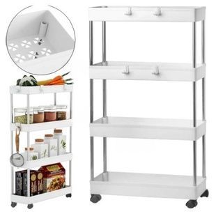 Підлогова полиця-органайзер Bathroom Rack для ванної та кухні 4 яруси Біла