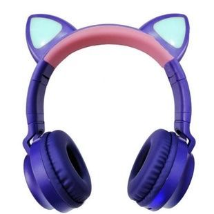 Беспроводные Bluetooth наушники с кошачьими ушками LED ZW-028C Фиолетовые