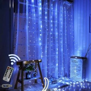 Гірлянда штора 3x2м 200LED USB з пультом Синій