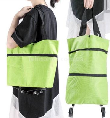 Складная сумка–трансформер 2в1 Шоппер на колесиках Зеленая