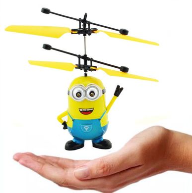 Іграшка літаючий міньйон в блакитному комбінезоні (вертоліт)
