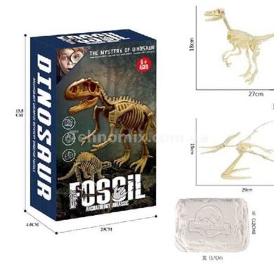 Набор детский для раскопок Динозавры с набором инструментов 222-9 Fossil
