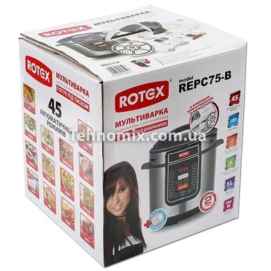 Мультиварка ROTEX REPC75-B, 5 литров 900 Вт, 17 программ + Подарок Кисточка