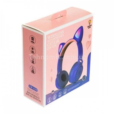 Беспроводные Bluetooth наушники с кошачьими ушками LED ZW-028C Фиолетовые