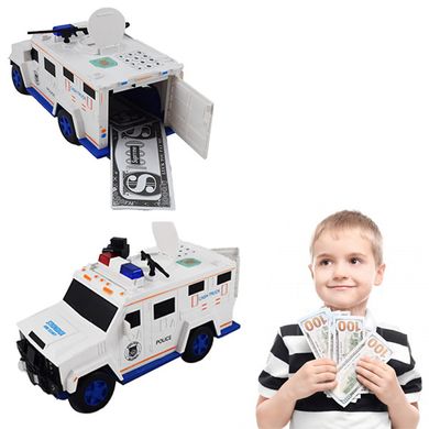 Машинка скарбничка з кодовим замком і відбитком Cash Truck Біла