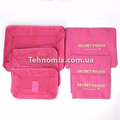 Органайзер дорожного комплекта 6шт Travel Organiser Kit Розовый