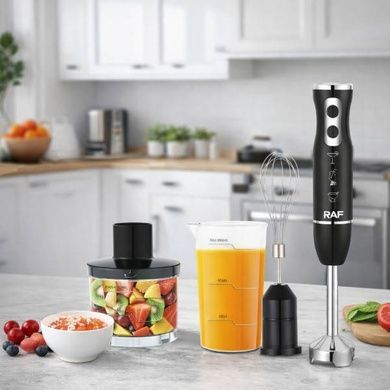 Блендер ручний занурювальний зі змінними насадками 600мл 1600Вт Blender Set RAF R.3005 Чорний із сірим