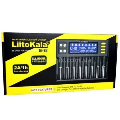 Зарядное устройство с индикатором заряда на 8 аккумуляторов от сети LiitoKala Lii-S8 Черный