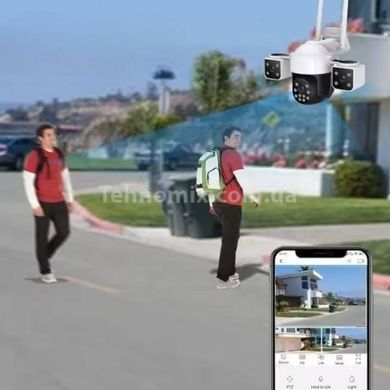Камера видеонаблюдения с 3 линзами 2+2+2Mp 4G Wi-Fi LAN Белая