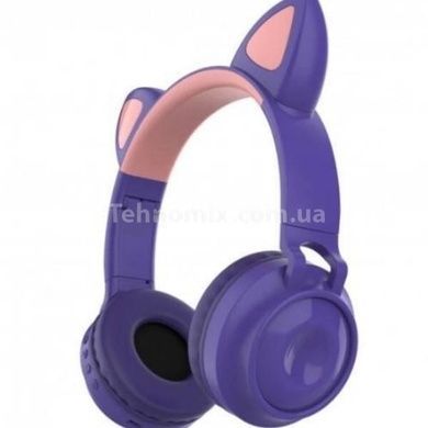 Бездротові навушники Bluetooth з котячими вушками LED ZW-028C Фіолетові