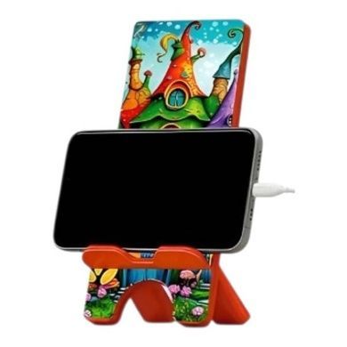 Подставка-держатель для телефона деревянная Vladi Toys VG3001-17 Разноцветная с принтом