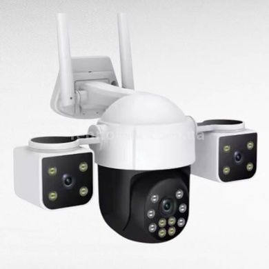 Камера видеонаблюдения с 3 линзами 2+2+2Mp 4G Wi-Fi LAN Белая