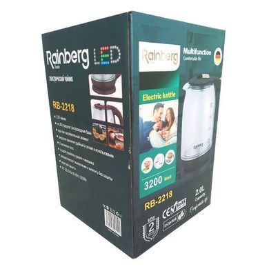 Електрочайник Rainberg RB-2218 Black 2200 Вт 2 л