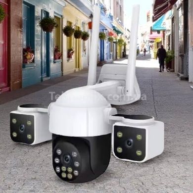 Камера видеонаблюдения с 3 линзами 2+2+2Mp 4G Wi-Fi LAN Белая