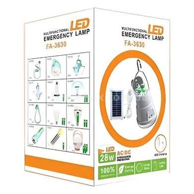 Комплект лампочка 28W, E27 аккумуляторная LED + солнечная панель FA-3630 Белая
