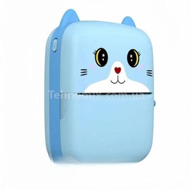 Дитячий термопринтер bluetooth Type-C A8 Cat Блакитний