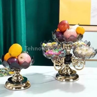 Піднос для фруктів та солодощів (5 тарілок) Fruit tray 1302-5 Темне скло