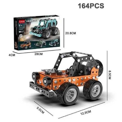 Конструктор металлический Внедорожник оранжевый 164 детали Metal Assembly Model