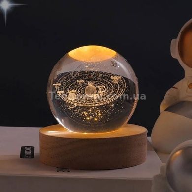 Шар акриловый с солнечной системой 8см с подсветкой на подставке