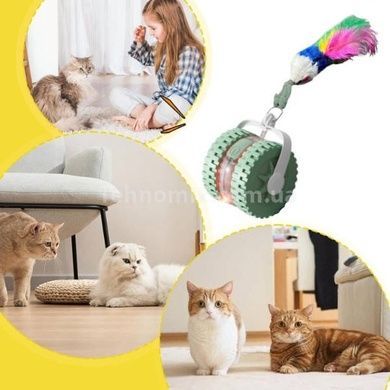 Игрушка для котов автоматическая аккумуляторная со встроенной лазерной указкой Зеленая