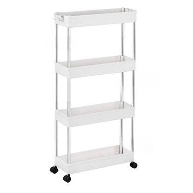Напольная полка-органайзер Bathroom Rack для ванной и кухни 4 яруса Белая