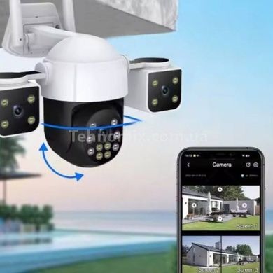 Камера видеонаблюдения с 3 линзами 2+2+2Mp 4G Wi-Fi LAN Белая