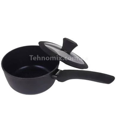 Ковш с алмазным антипригарным покрытием и крышкой EDENBERG EB-3482 1.5л Черный
